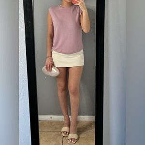 NWT Light Pink clean girl soft luxe Sleeveless Knit mock neck sweater Top sz 6